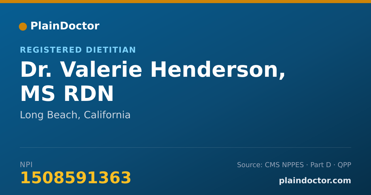 Shareable card for Valerie Henderson, MS RDN - Registered Dietitian, Long Beach, CA