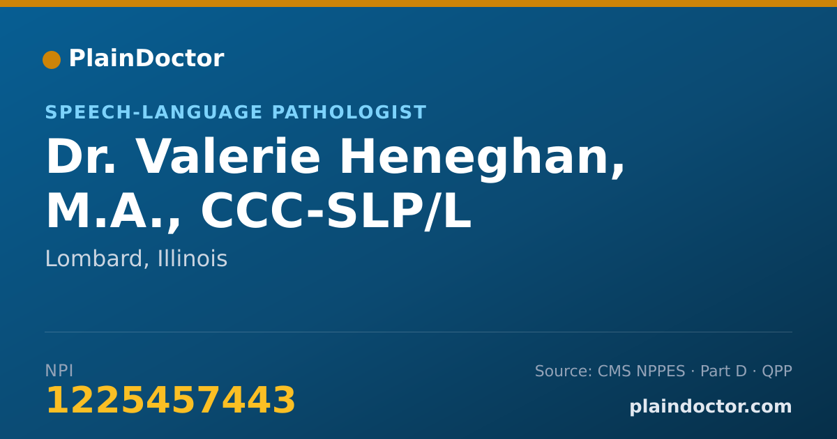 Shareable card for Valerie Heneghan, M.A., CCC-SLP/L - Speech-Language Pathologist, Lombard, IL