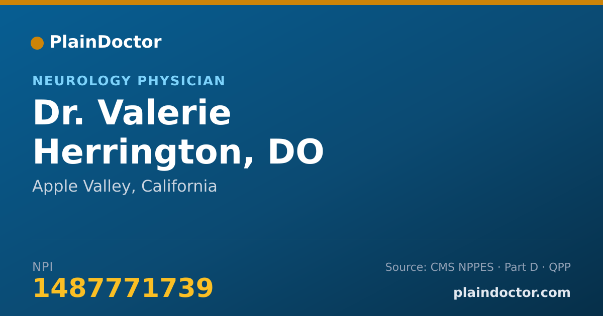 Shareable card for Valerie Herrington, DO - Neurology Physician, Apple Valley, CA