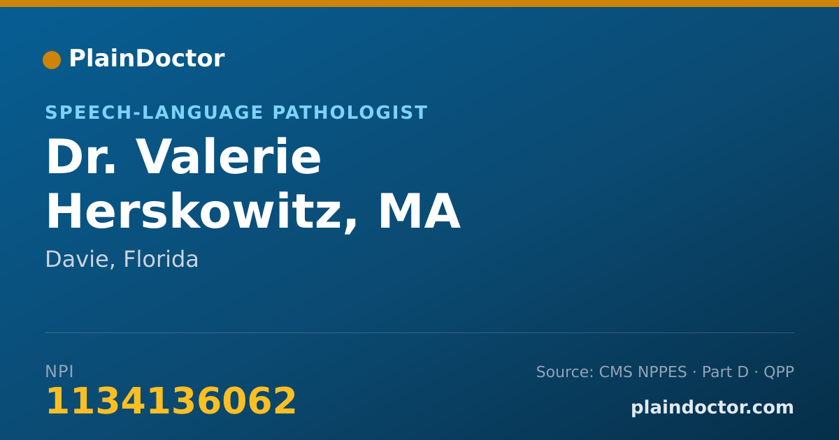 Shareable card for Valerie Herskowitz, MA - Speech-Language Pathologist, Davie, FL