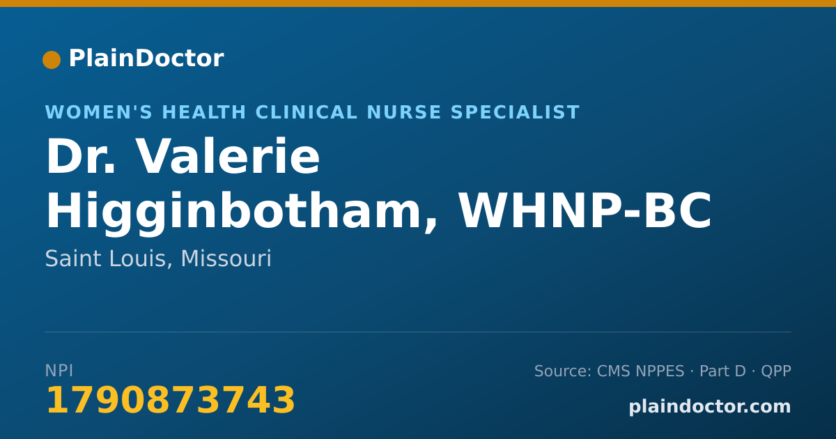 Shareable card for Valerie Higginbotham, WHNP-BC - Women's Health Clinical Nurse Specialist, Saint Louis, MO