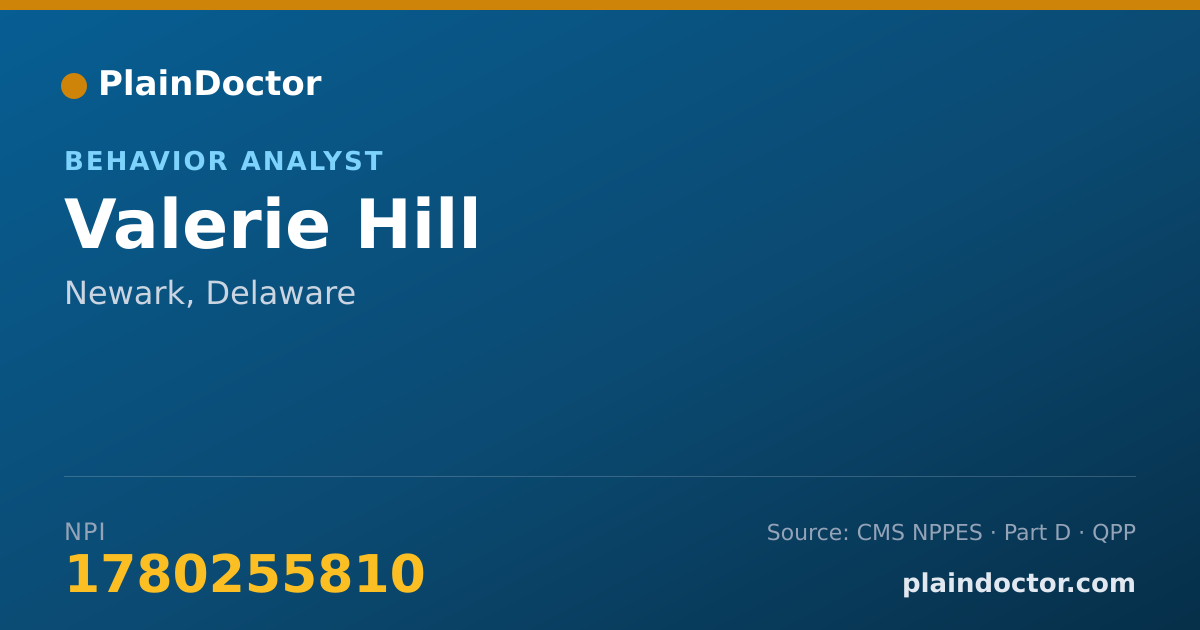 Shareable card for Valerie Hill - Behavior Analyst, Newark, DE