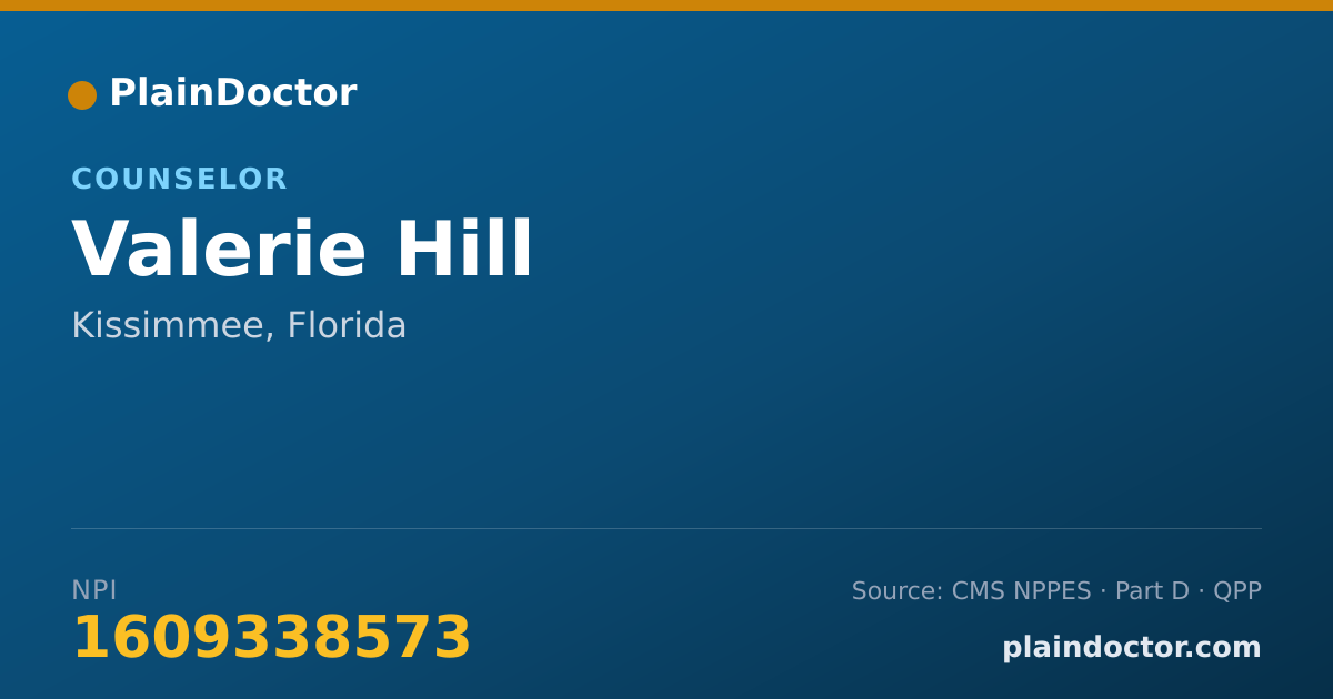 Shareable card for Valerie Hill - Counselor, Kissimmee, FL