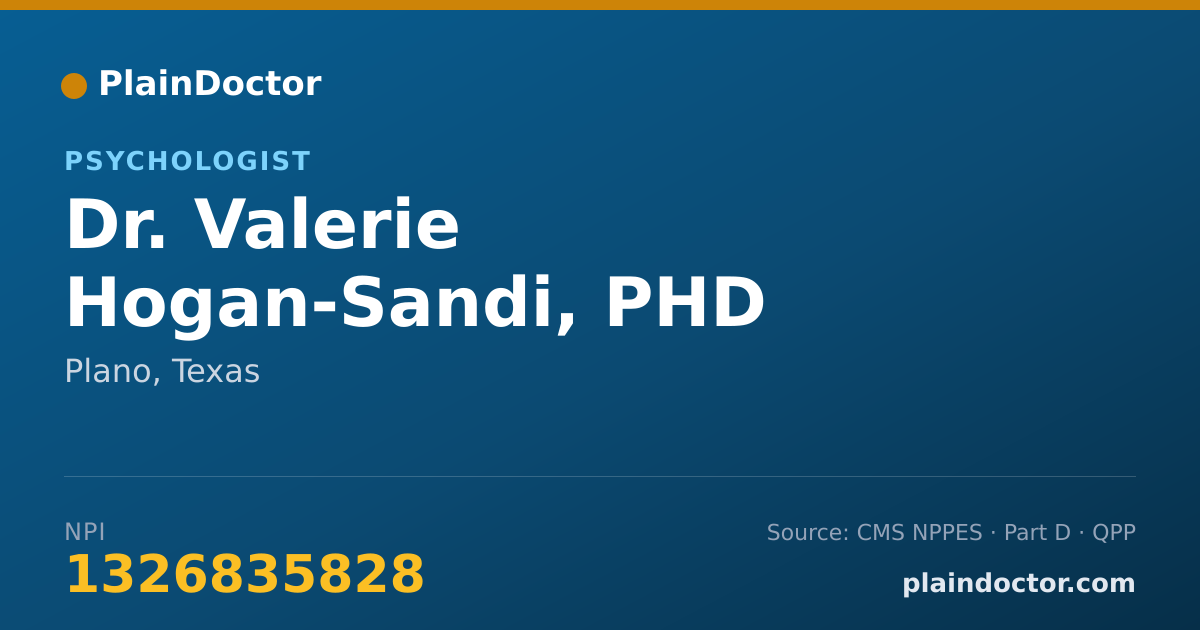 Shareable card for Valerie Hogan-Sandi, PHD - Psychologist, Plano, TX