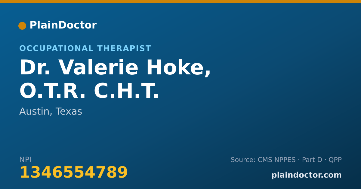 Shareable card for Valerie Hoke, O.T.R. C.H.T. - Occupational Therapist, Austin, TX