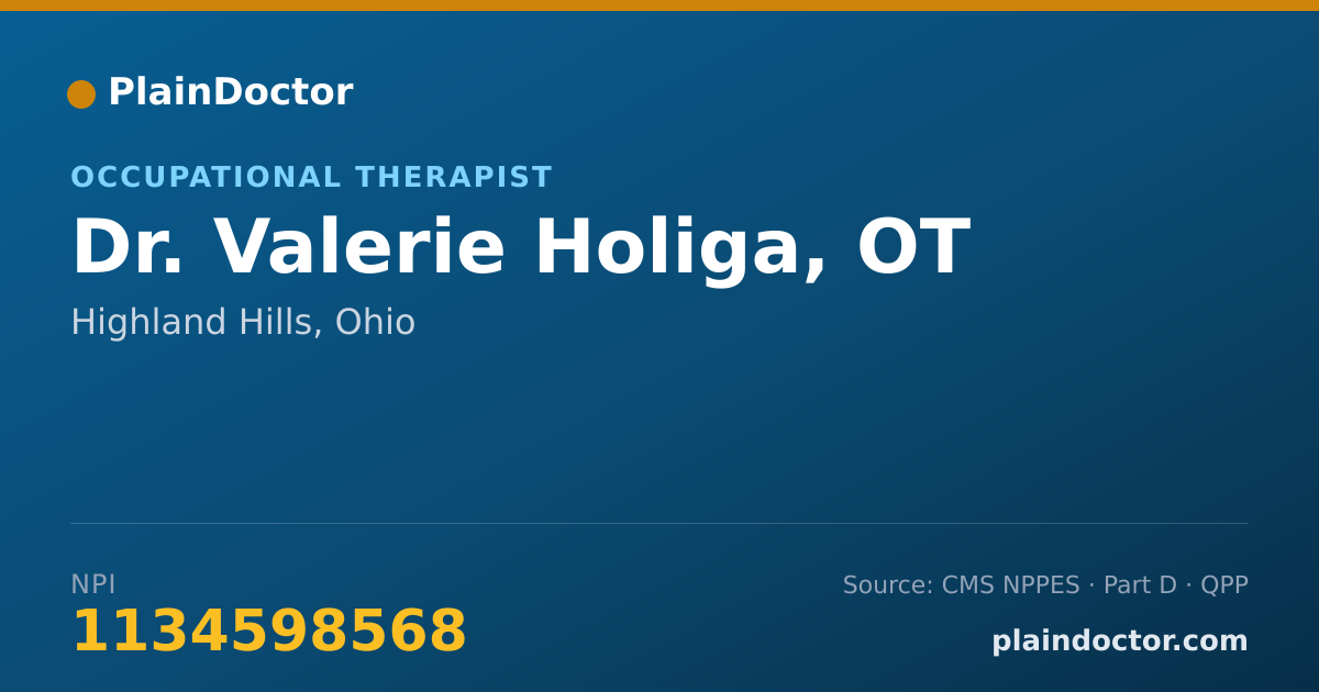 Shareable card for Valerie Holiga, OT - Occupational Therapist, Highland Hills, OH