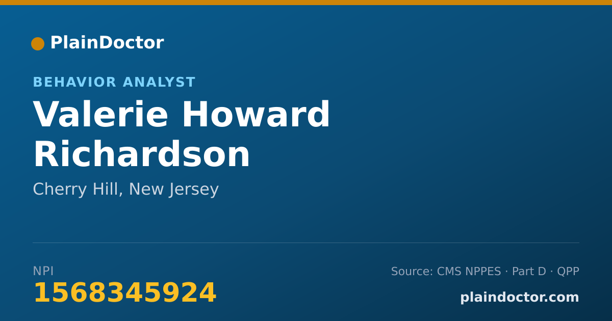 Shareable card for Valerie Howard Richardson - Behavior Analyst, Cherry Hill, NJ