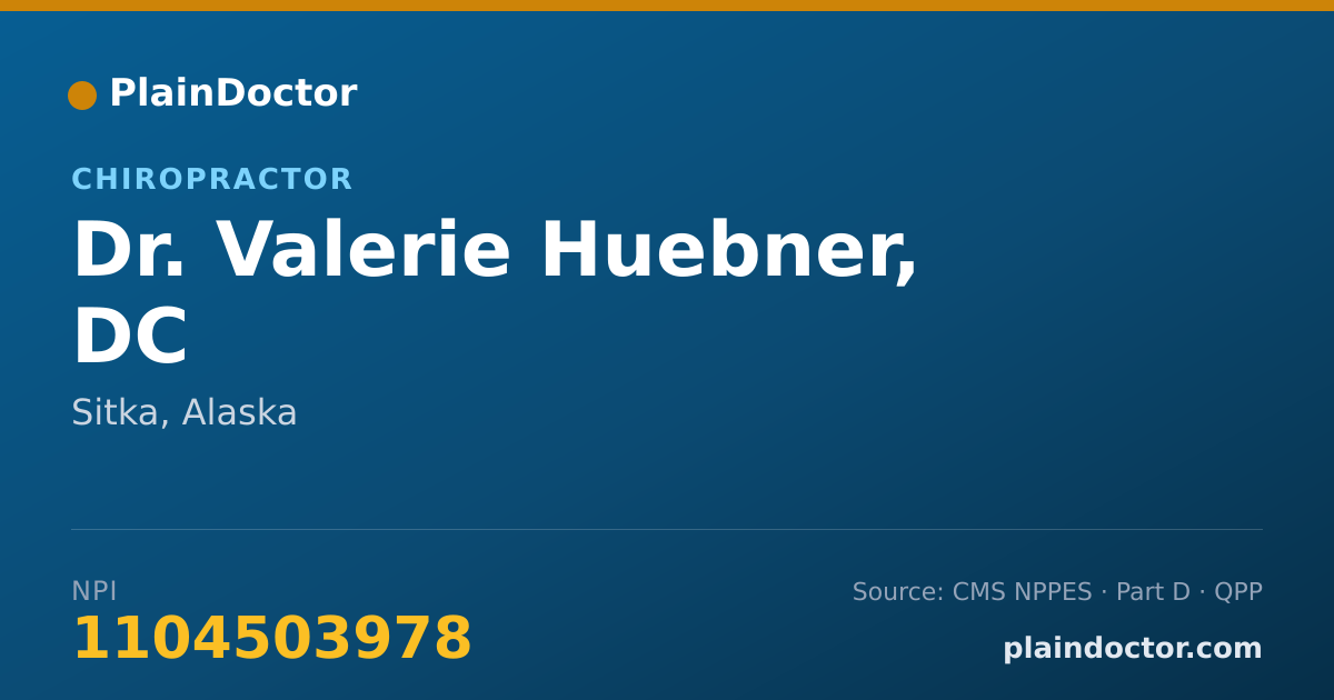 Shareable card for Valerie Huebner, DC - Chiropractor, Sitka, AK