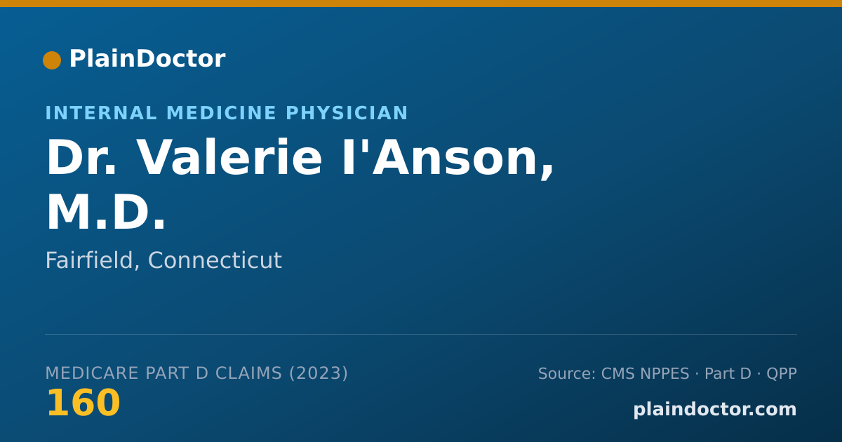 Shareable card for Valerie I'Anson, M.D. - Internal Medicine Physician, Fairfield, CT