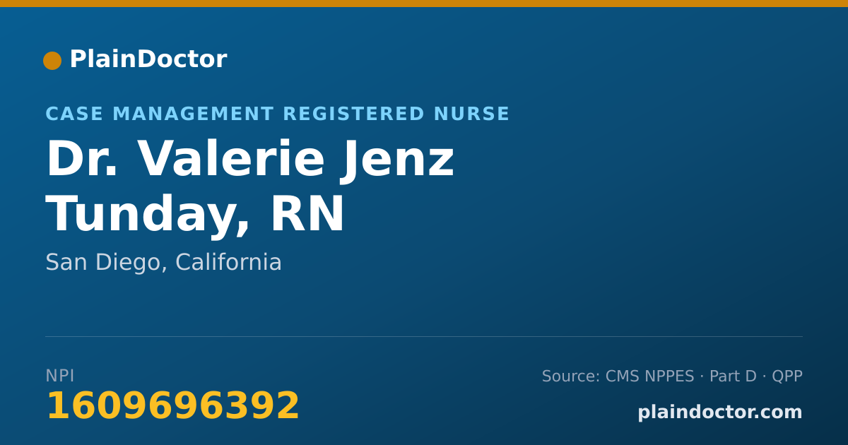 Shareable card for Valerie Jenz Tunday, RN - Case Management Registered Nurse, San Diego, CA