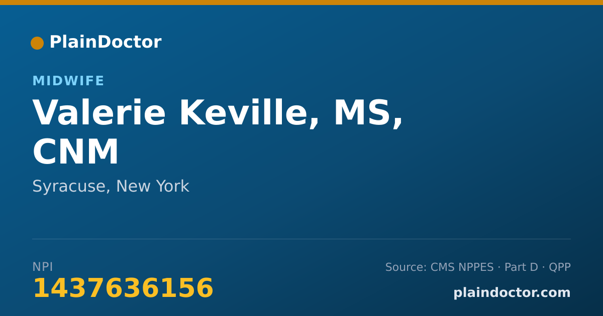 Shareable card for Valerie Keville, MS, CNM - Midwife, Syracuse, NY