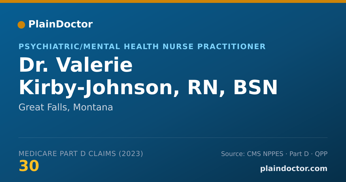 Shareable card for Valerie Kirby-Johnson, RN, BSN - Psychiatric/Mental Health Nurse Practitioner, Great Falls, MT