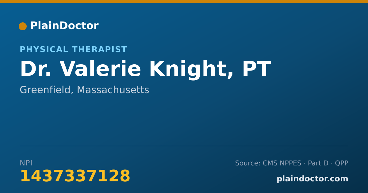 Shareable card for Valerie Knight, PT - Physical Therapist, Greenfield, MA