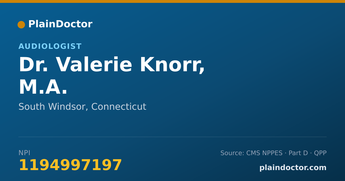 Shareable card for Valerie Knorr, M.A. - Audiologist, South Windsor, CT
