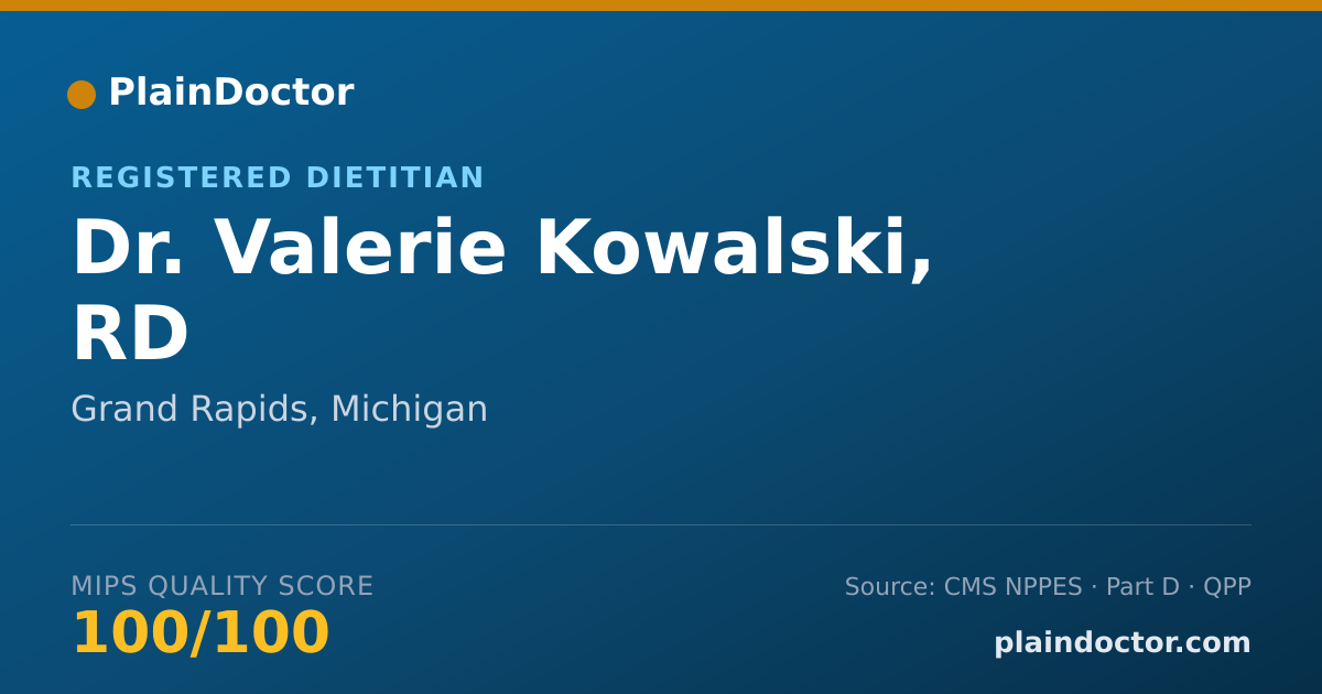 Shareable card for Valerie Kowalski, RD - Registered Dietitian, Grand Rapids, MI