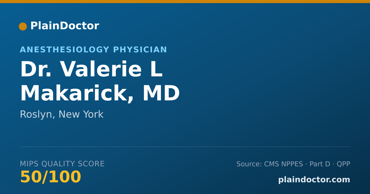 Shareable card for Valerie L Makarick, MD - Anesthesiology Physician, Roslyn, NY