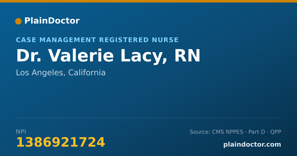Shareable card for Valerie Lacy, RN - Case Management Registered Nurse, Los Angeles, CA