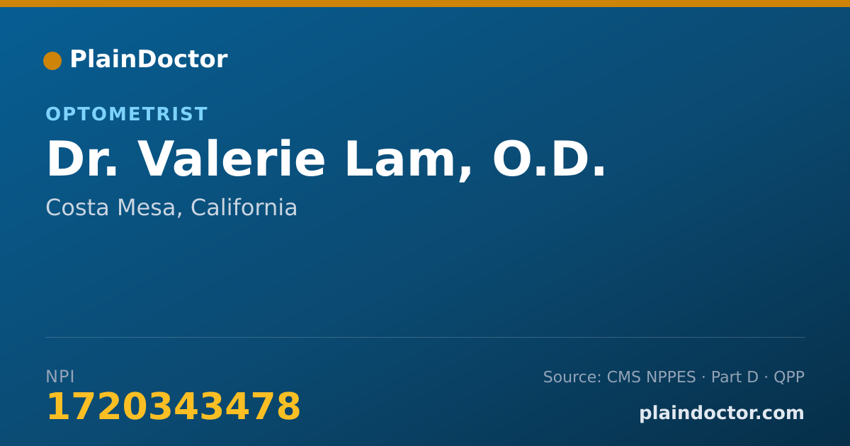 Shareable card for Valerie Lam, O.D. - Optometrist, Costa Mesa, CA