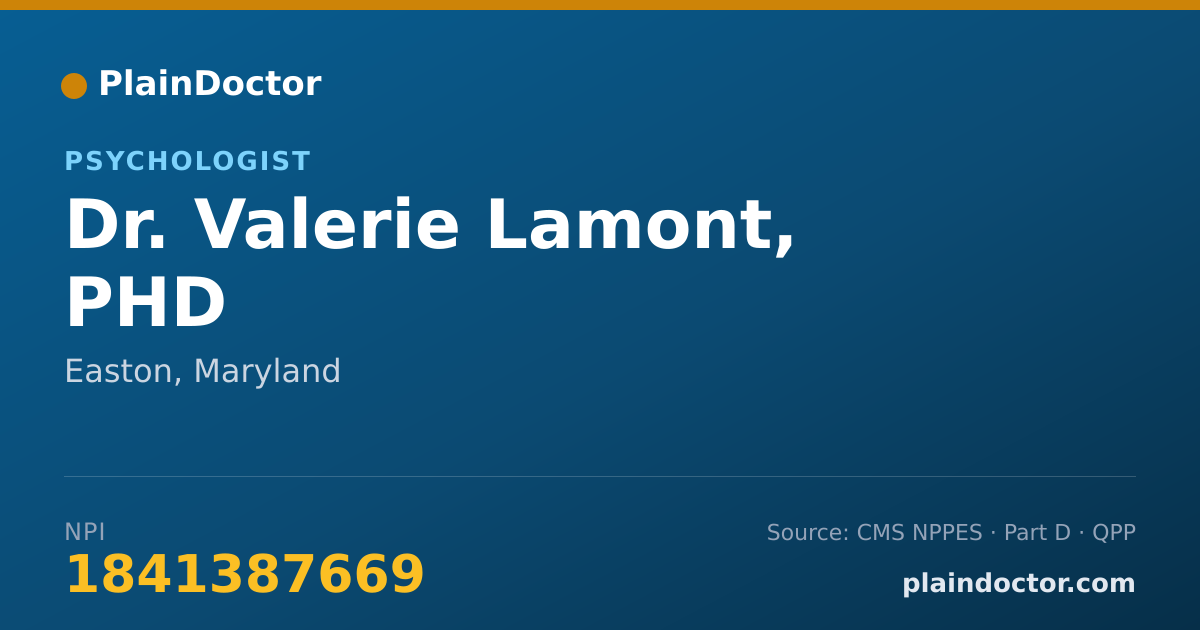 Shareable card for Valerie Lamont, PHD - Psychologist, Easton, MD