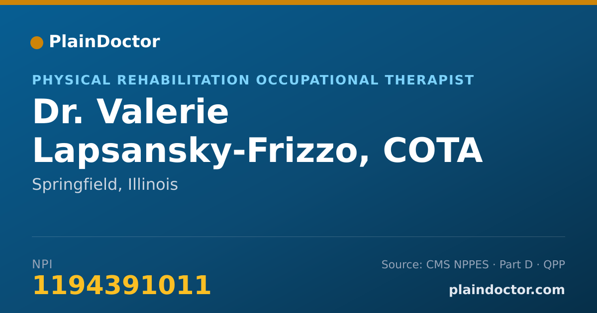 Shareable card for Valerie Lapsansky-Frizzo, COTA - Physical Rehabilitation Occupational Therapist, Springfield, IL