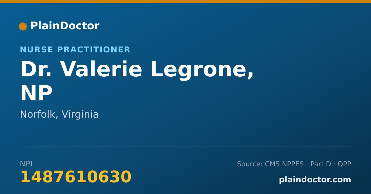 Shareable card for Valerie Legrone, NP - Nurse Practitioner, Norfolk, VA