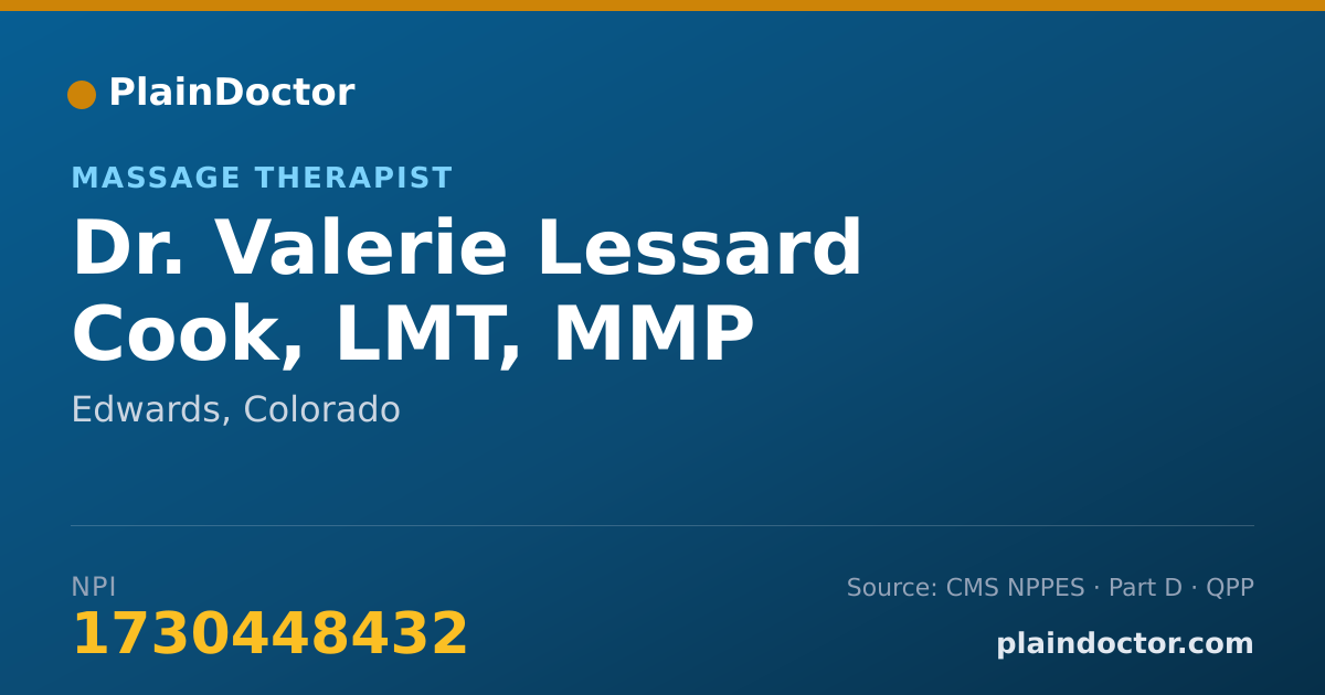 Shareable card for Valerie Lessard Cook, LMT, MMP - Massage Therapist, Edwards, CO