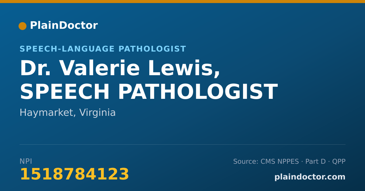 Shareable card for Valerie Lewis, SPEECH PATHOLOGIST - Speech-Language Pathologist, Haymarket, VA