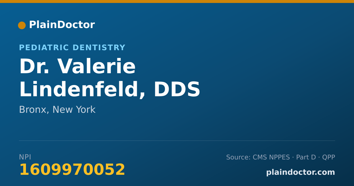 Shareable card for Valerie Lindenfeld, DDS - Pediatric Dentistry, Bronx, NY