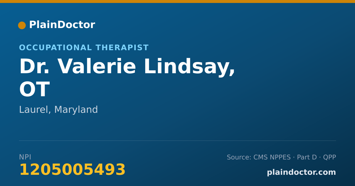 Shareable card for Valerie Lindsay, OT - Occupational Therapist, Laurel, MD