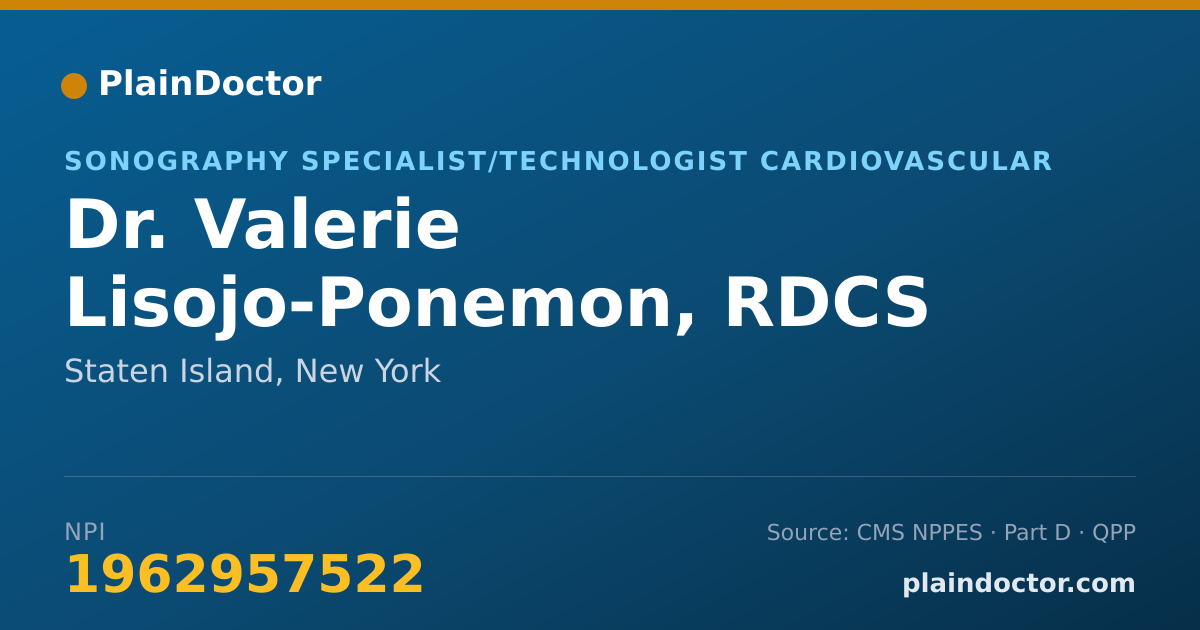 Shareable card for Valerie Lisojo-Ponemon, RDCS - Sonography Specialist/Technologist Cardiovascular, Staten Island, NY
