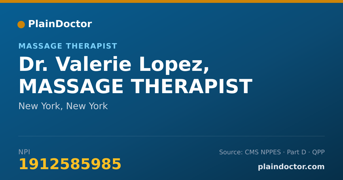 Shareable card for Valerie Lopez, MASSAGE THERAPIST - Massage Therapist, New York, NY