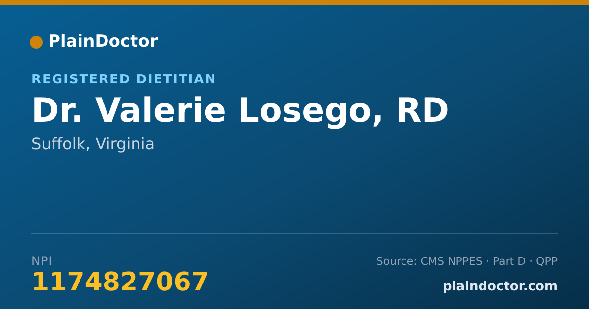 Shareable card for Valerie Losego, RD - Registered Dietitian, Suffolk, VA