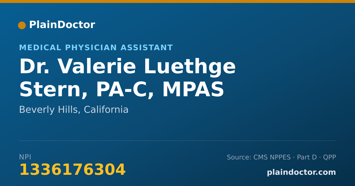 Shareable card for Valerie Luethge Stern, PA-C, MPAS - Medical Physician Assistant, Beverly Hills, CA