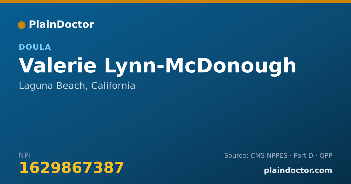 Shareable card for Valerie Lynn-McDonough - Doula, Laguna Beach, CA