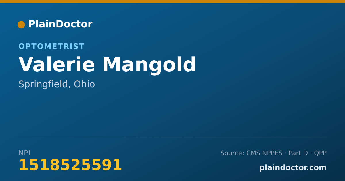 Shareable card for Valerie Mangold - Optometrist, Springfield, OH