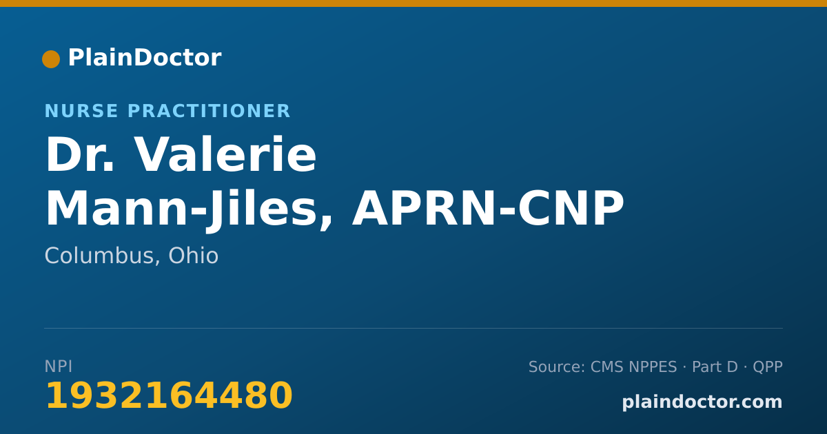 Shareable card for Valerie Mann-Jiles, APRN-CNP - Nurse Practitioner, Columbus, OH