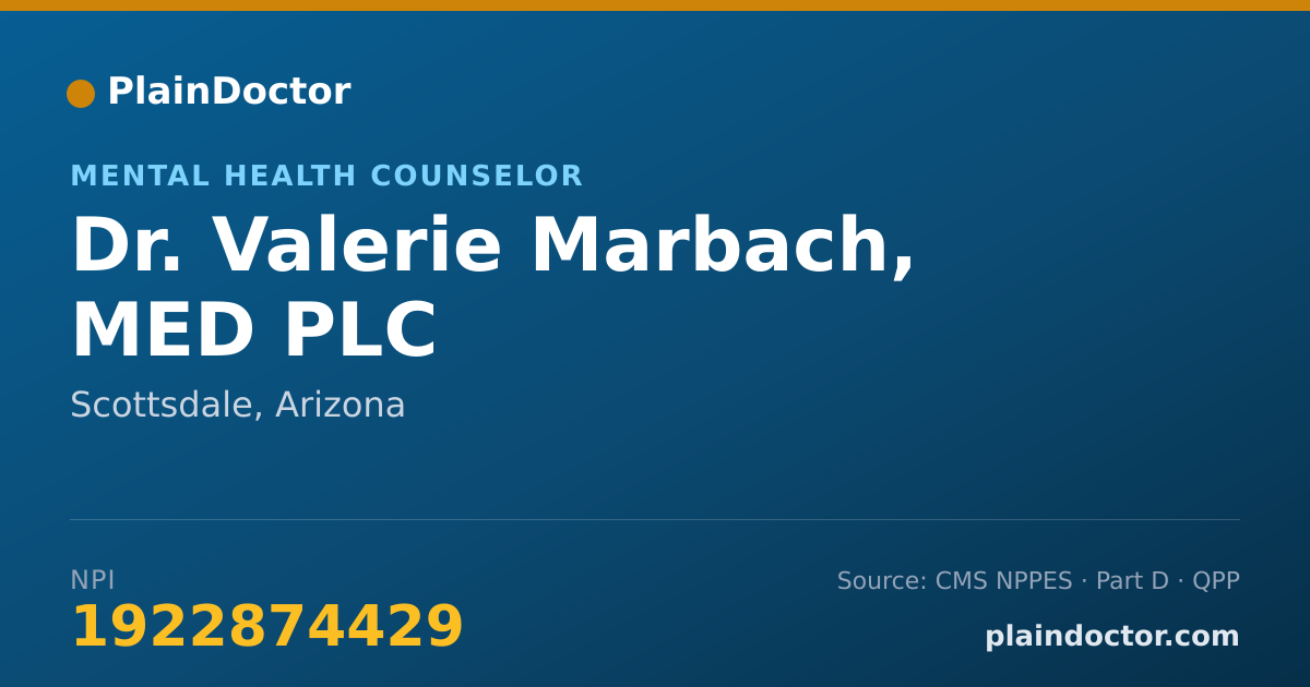 Shareable card for Valerie Marbach, MED  PLC - Mental Health Counselor, Scottsdale, AZ
