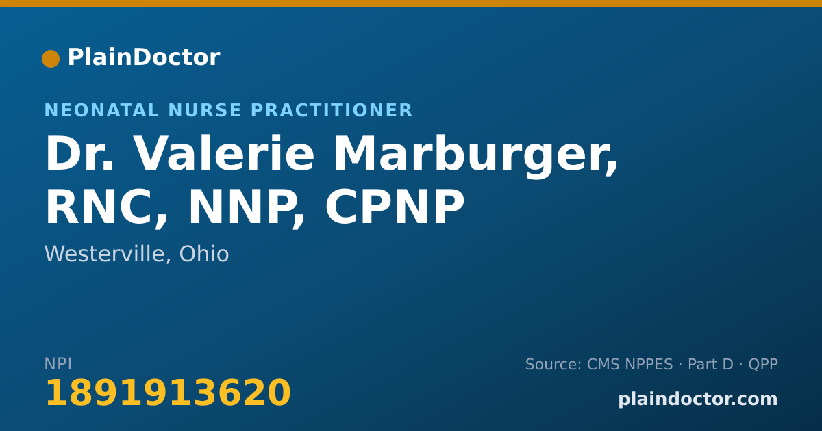 Shareable card for Valerie Marburger, RNC, NNP, CPNP - Neonatal Nurse Practitioner, Westerville, OH