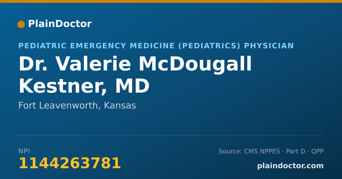 Shareable card for Valerie McDougall Kestner, MD - Pediatric Emergency Medicine (Pediatrics) Physician, Fort Leavenworth, KS