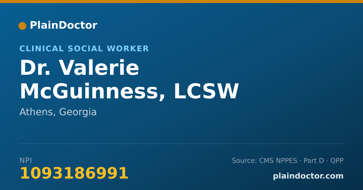 Shareable card for Valerie McGuinness, LCSW - Clinical Social Worker, Athens, GA