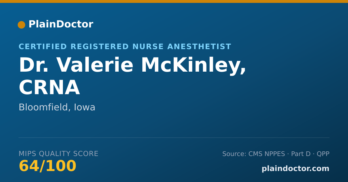 Shareable card for Valerie McKinley, CRNA - Certified Registered Nurse Anesthetist, Bloomfield, IA