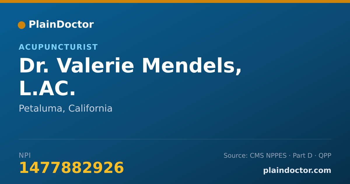 Shareable card for Valerie Mendels, L.AC. - Acupuncturist, Petaluma, CA
