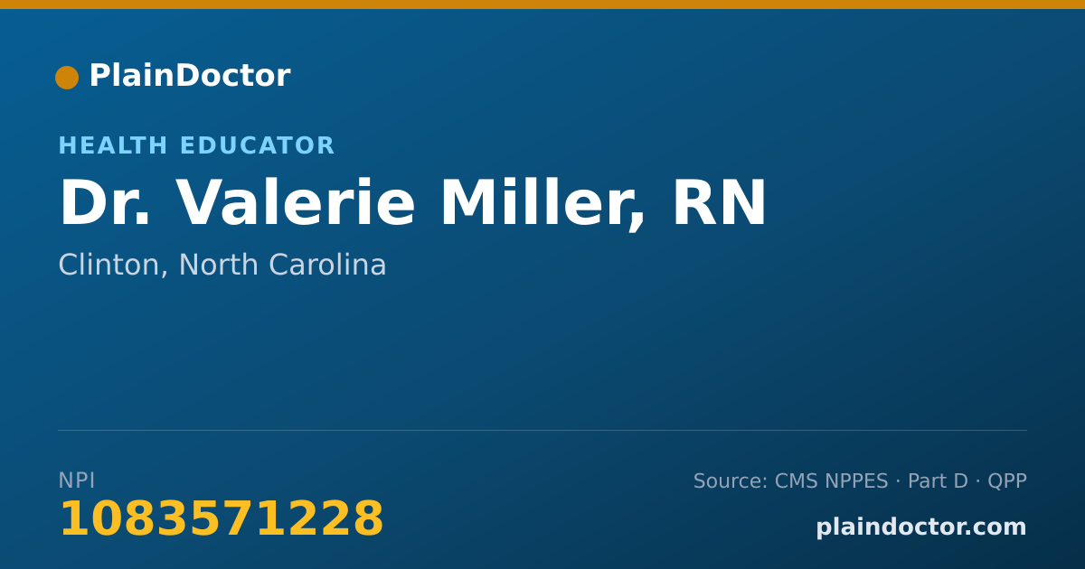 Shareable card for Valerie Miller, RN - Health Educator, Clinton, NC