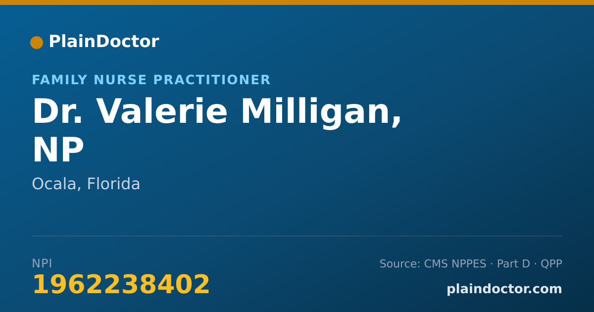 Shareable card for Valerie Milligan, NP - Family Nurse Practitioner, Ocala, FL