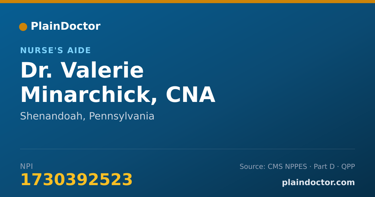 Shareable card for Valerie Minarchick, CNA - Nurse's Aide, Shenandoah, PA
