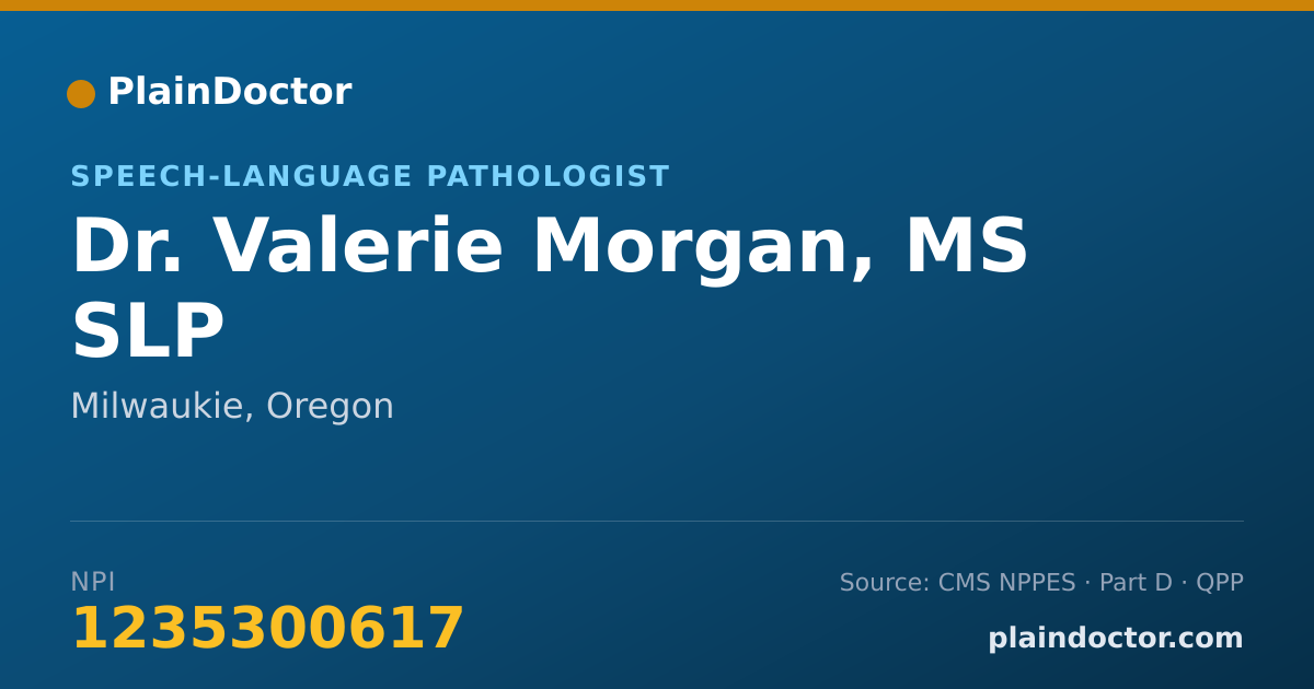 Shareable card for Valerie Morgan, MS SLP - Speech-Language Pathologist, Milwaukie, OR