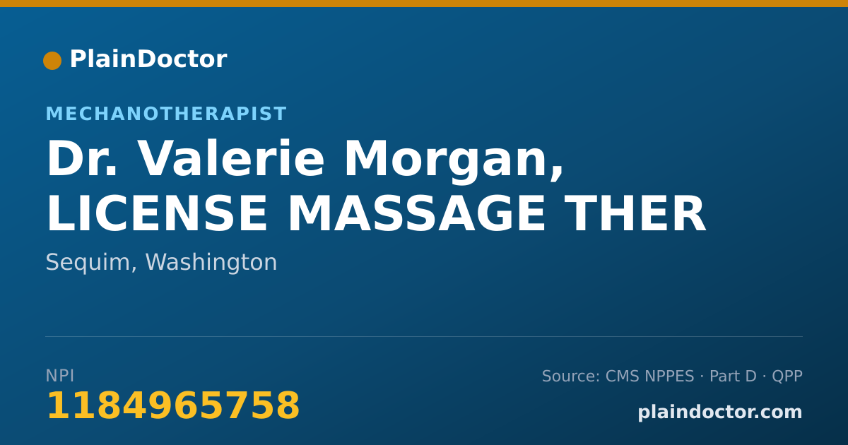 Shareable card for Valerie Morgan, LICENSE MASSAGE THER - Mechanotherapist, Sequim, WA