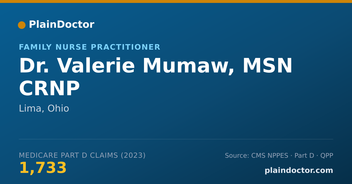 Shareable card for Valerie Mumaw, MSN CRNP - Family Nurse Practitioner, Lima, OH