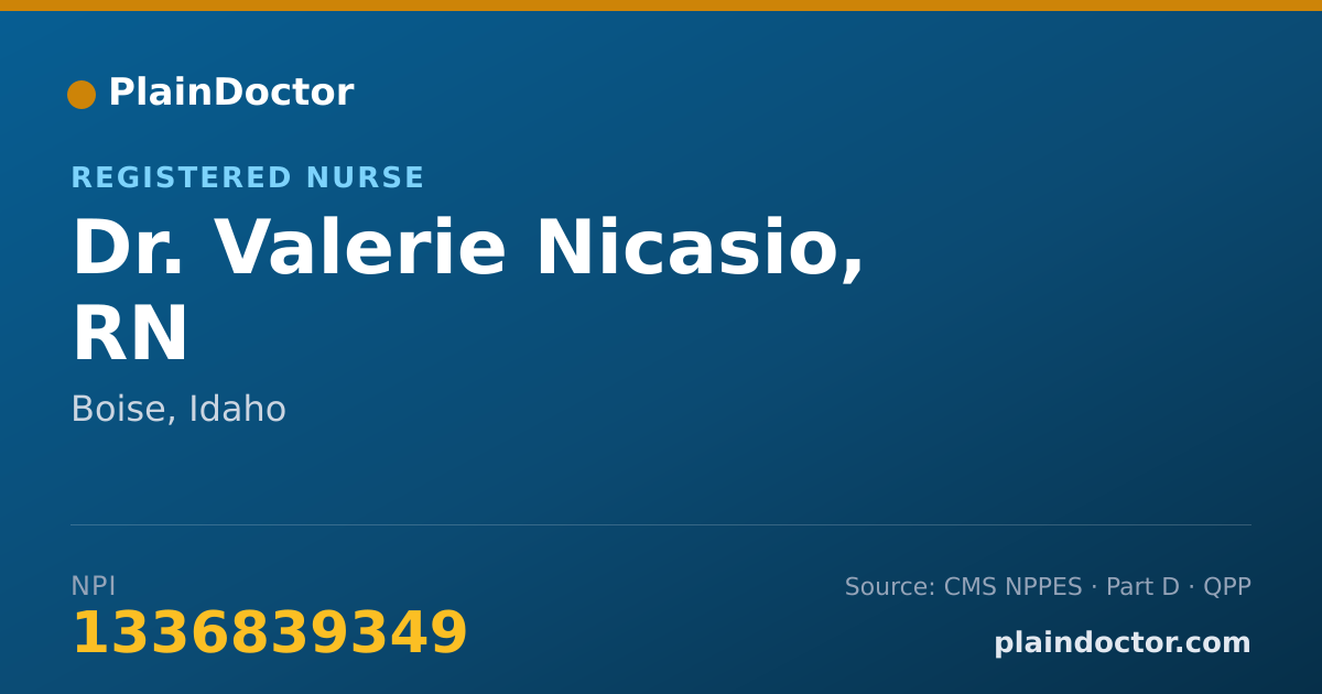 Shareable card for Valerie Nicasio, RN - Registered Nurse, Boise, ID