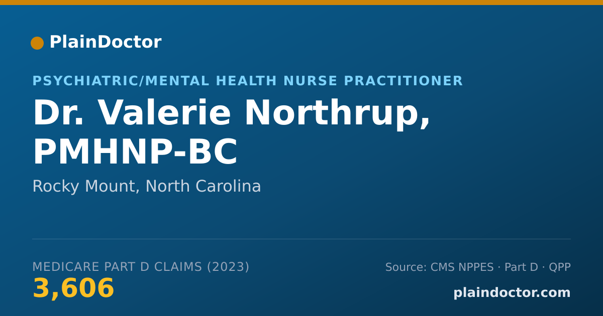 Shareable card for Valerie Northrup, PMHNP-BC - Psychiatric/Mental Health Nurse Practitioner, Rocky Mount, NC